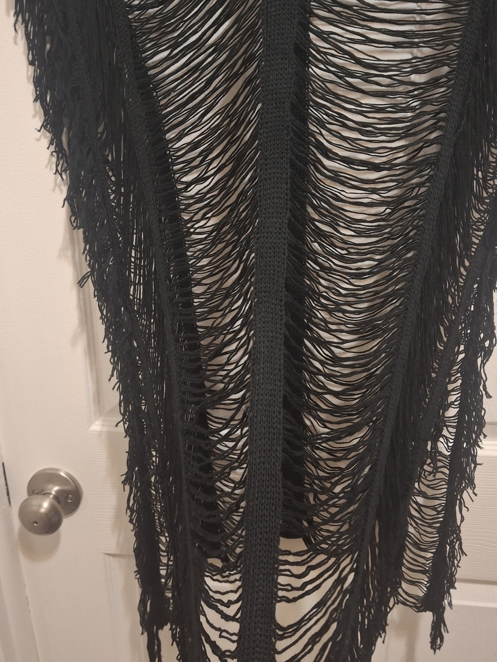 Black Open Fringe Knit Cover-Up - Picture 4 of 4